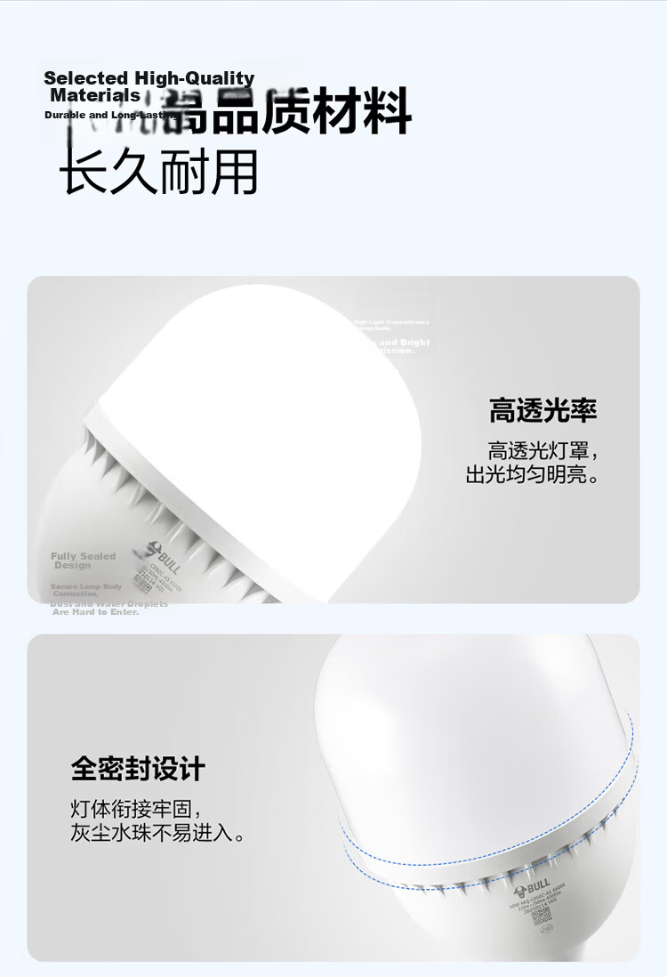 BULL LED Bulb High Brightness Cylindrical Lamp for Factory Workshop Supermarket Canteen 20W Warm White 3000K E27 Screw Base 13