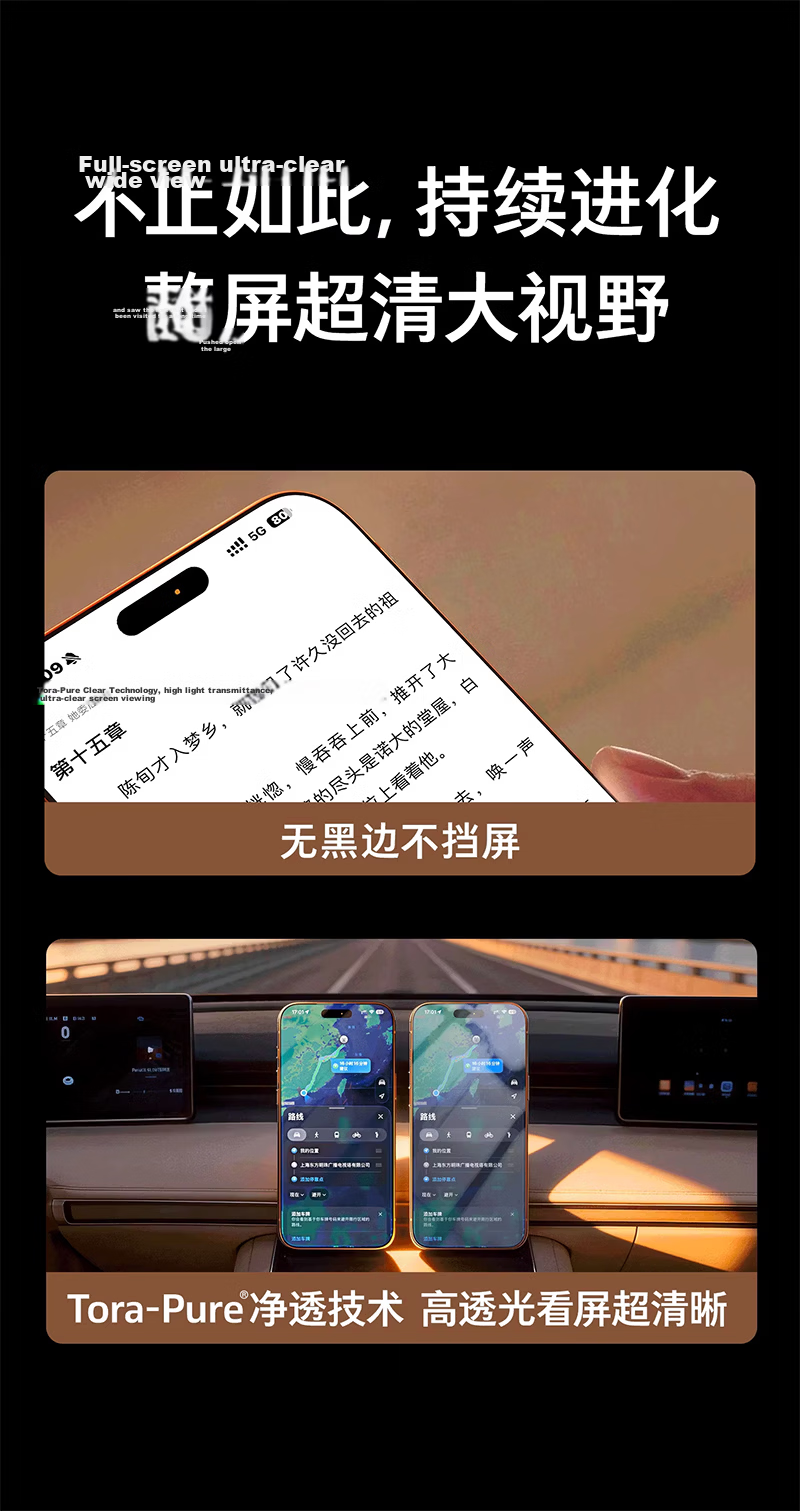 Torras Borderless Screen Protector [2-Pack | No Black Edges] for iPhone 17 Pro Max Tempered Glass Film, HD Anti-Fingerprint, Drop-Resistant Phone Screen Protector for Apple 17 Pro Max 6