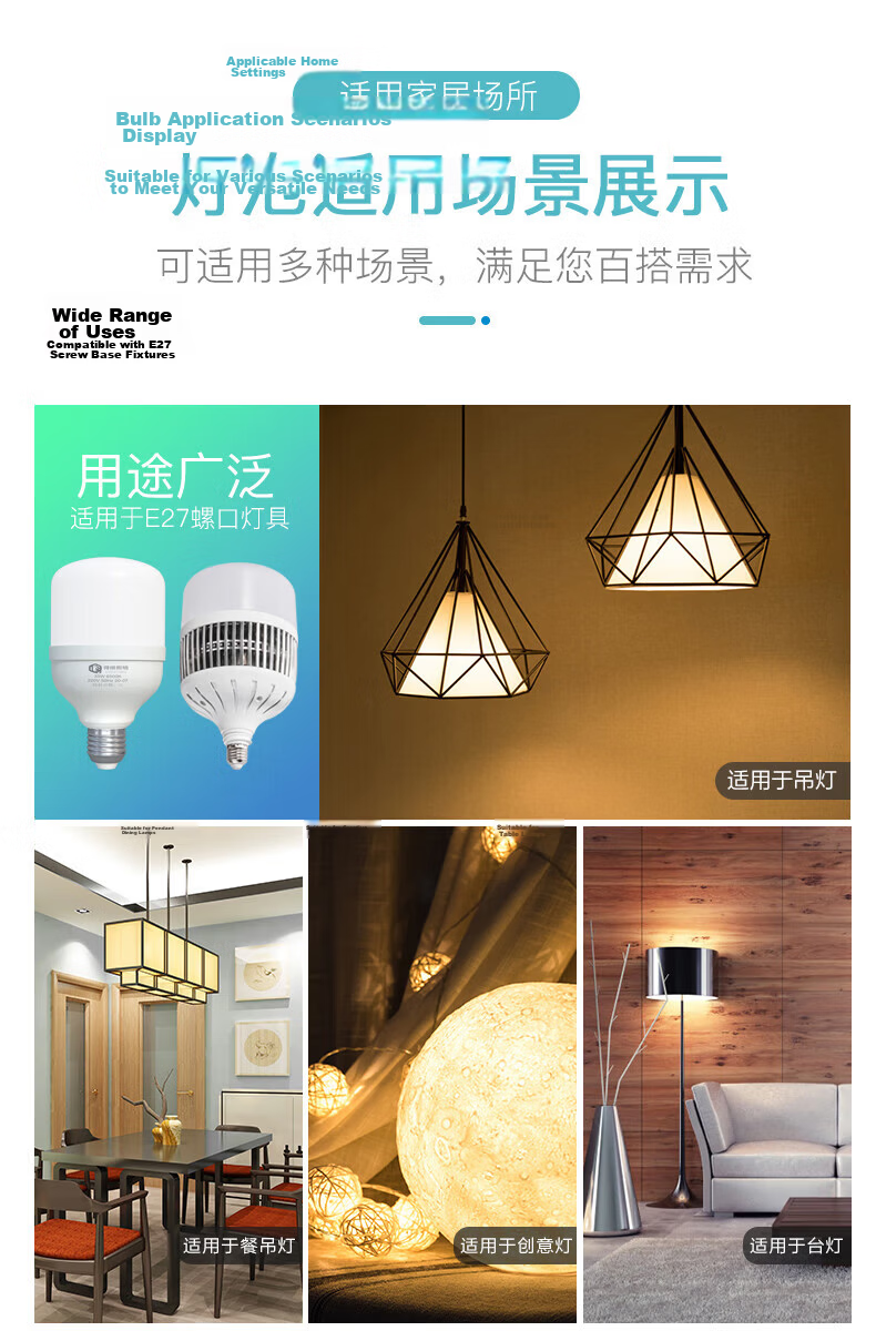 Dexin LED Bulb Super Bright Energy-Saving Home Indoor Lighting Factory High Power E27 Screw Base White Light 65W-E27 Screw Base - 1 Pack 10