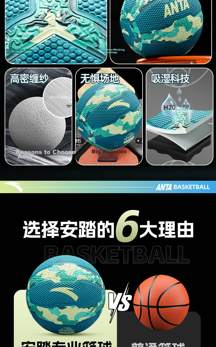 ANTA Kids Basketball No.5 Indoor Outdoor Wear-Resistant Rubber Ball for Cement Ground, Preschool, Elementary, and Youth 4