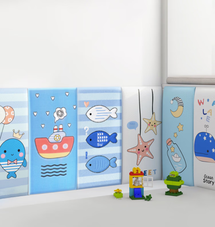 9i9 Thickened Anti-Collision Wall Stickers Soft Pack Children's Room Bed Surround Headboard Bumper Self-Adhesive Wallpaper 3-Pack A18 Ocean 13