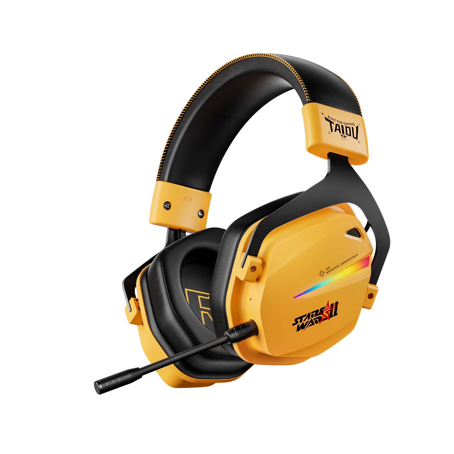 Taidu THS326 Quad-Mode Gaming Headset Bluetooth Wireless Over-Ear 7.1 Surround Sound Wired Esports Delta Operation Valorant FPS Positional Audio Lightning Yellow