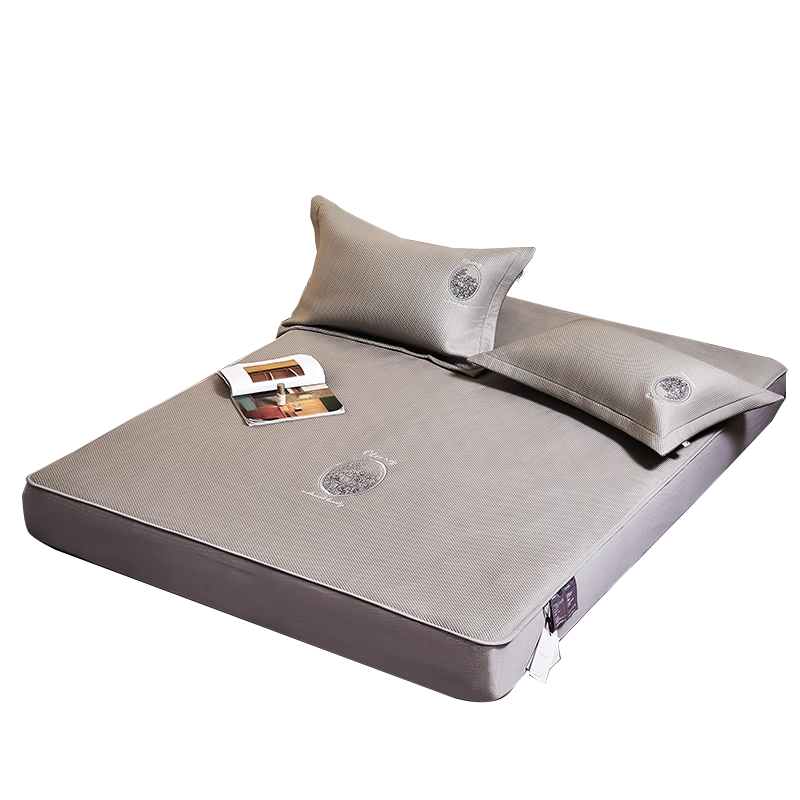 Fengyun "Meet Prague" Ice Silk Cooling Mat Class A Antibacterial Machine Washable Foldable Fitted Sheet 3-Piece Set 1.8*2m Gray Coffee