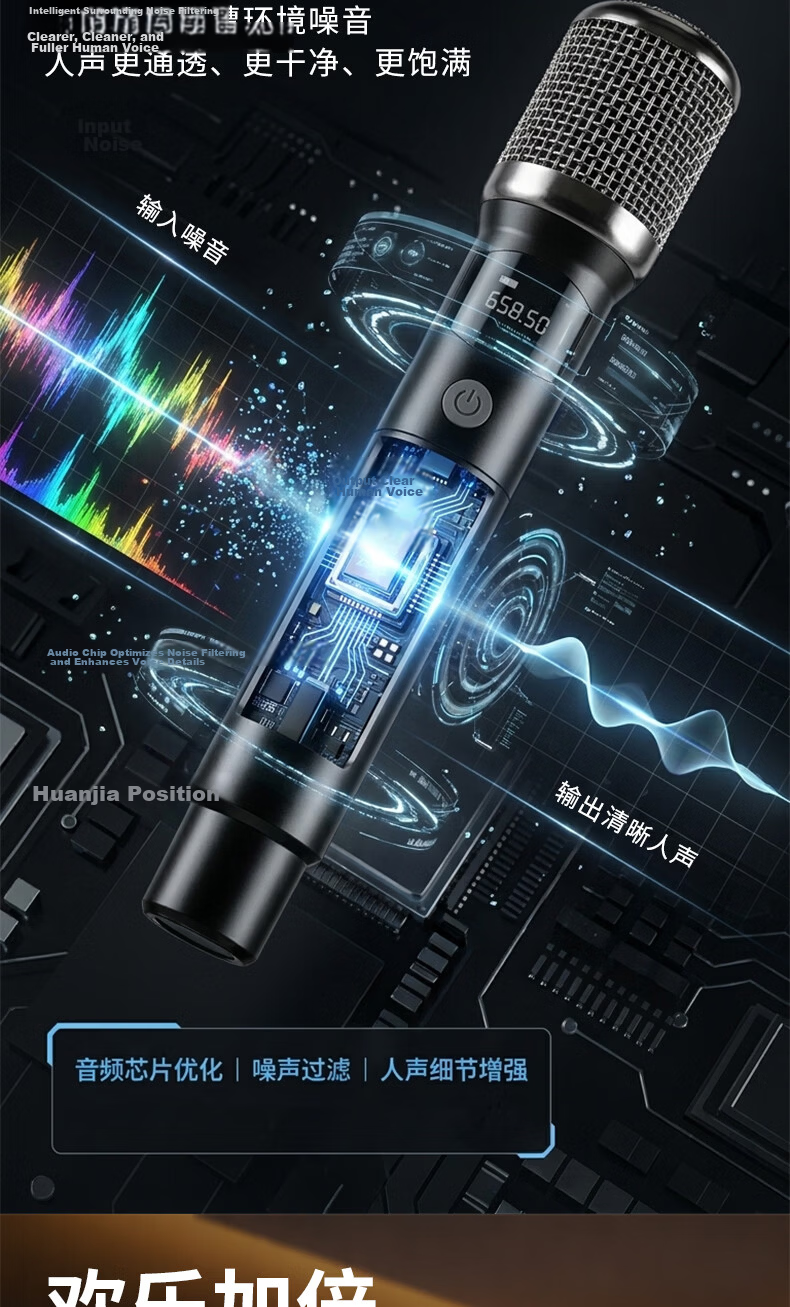 SE SOBAST ST-160S Rechargeable Wireless Handheld Microphone Home KTV Professional Karaoke Conference Host Stage Performance Microphone Universal One-to-Two Black 5