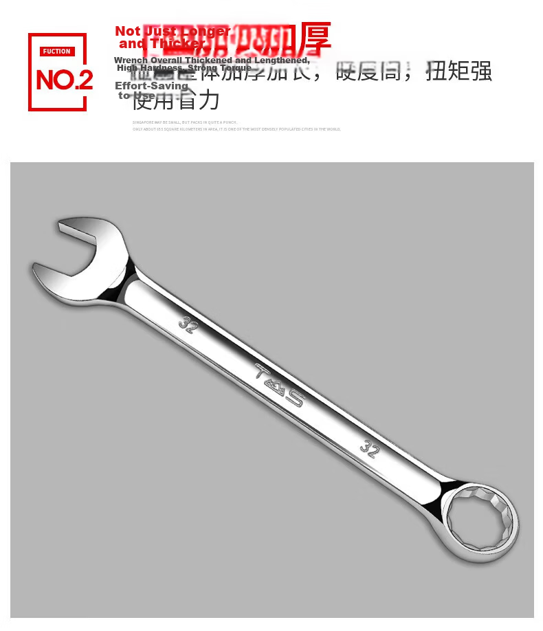 TS Dual-Use Wrench Industrial Grade Open-End and Box Wrench Auto Repair Tool 46mm Dual-Use Wrench 5