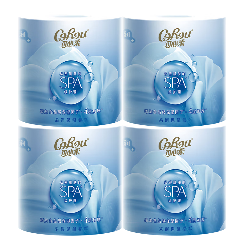COROU Core Roll Paper 4-Ply 240g/Roll * 4 Rolls Wet Wipes Cloud Soft Tissue Toilet Paper Cream Paper Thickened Durable