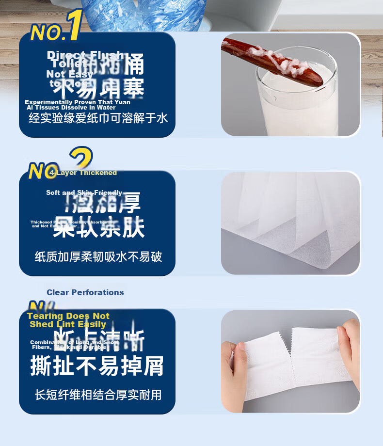Yuanai Core Roll Paper Commercial 4-Ply 70g*120 Rolls Hotel Guest Room Toilet Tissue Bulk Box 5