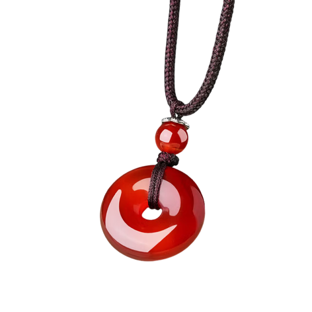 Putuo Mountain Red Agate Pendant Peace Buckle Necklace Pendant Unisex Jewelry Mother's Day Gift