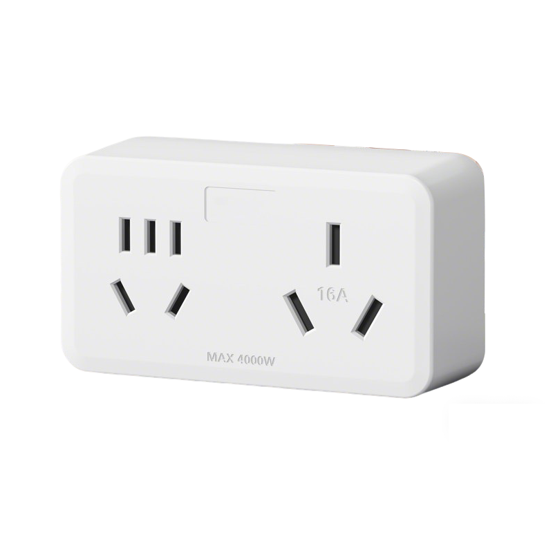 Audolang Power Strip Wall Expansion Socket No Drilling No Wiring Multifunctional Converter Wall Expansion Outlet 10A to 16A+10A White