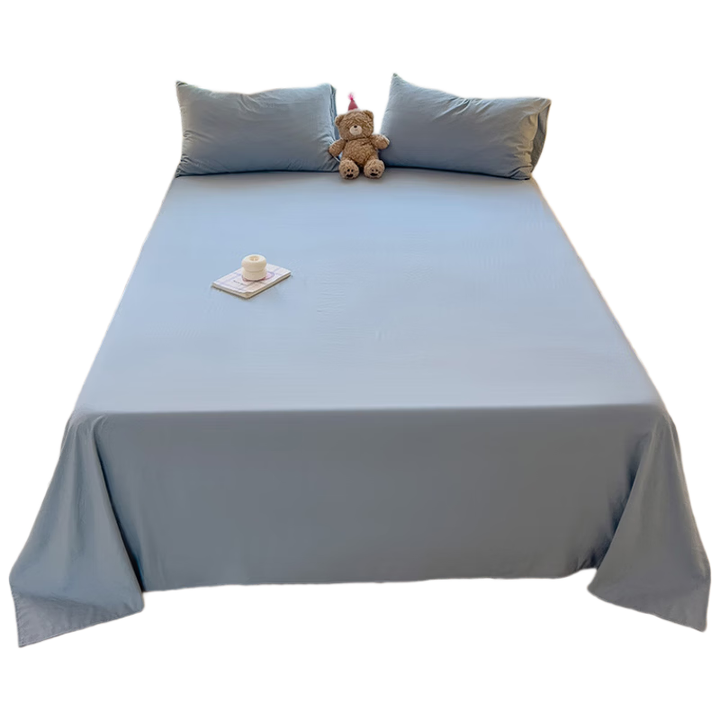 Aiwei A-Class Washed Cotton Single Bed Sheet Dormitory 110g Brushed Cotton Sheet Milk Blue 180*230cm