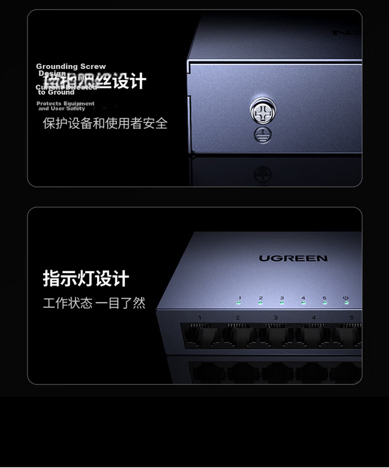 UGREEN 5-Port Gigabit Lite Managed Switch Web Smart Network Cable Splitter 4-Port Network Converter Switch Enterprise Dorm IPTV Splitter 65956 18