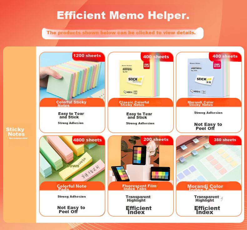 Deli 160 Small Index Tabs Labels Exam Review Key Points Classification Sticky Notes Memo Pads 12*28mm 21536 1