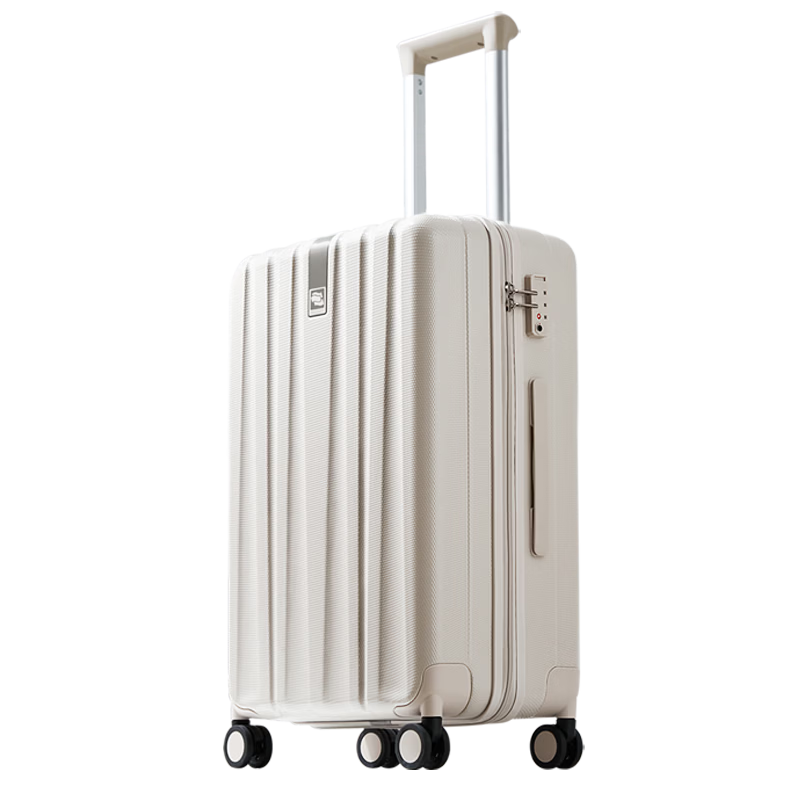 Hanke Women's Luggage Trolley Case Men's Carry-On Double-Layer Zipper Password Travel Suitcase 20 Inch White