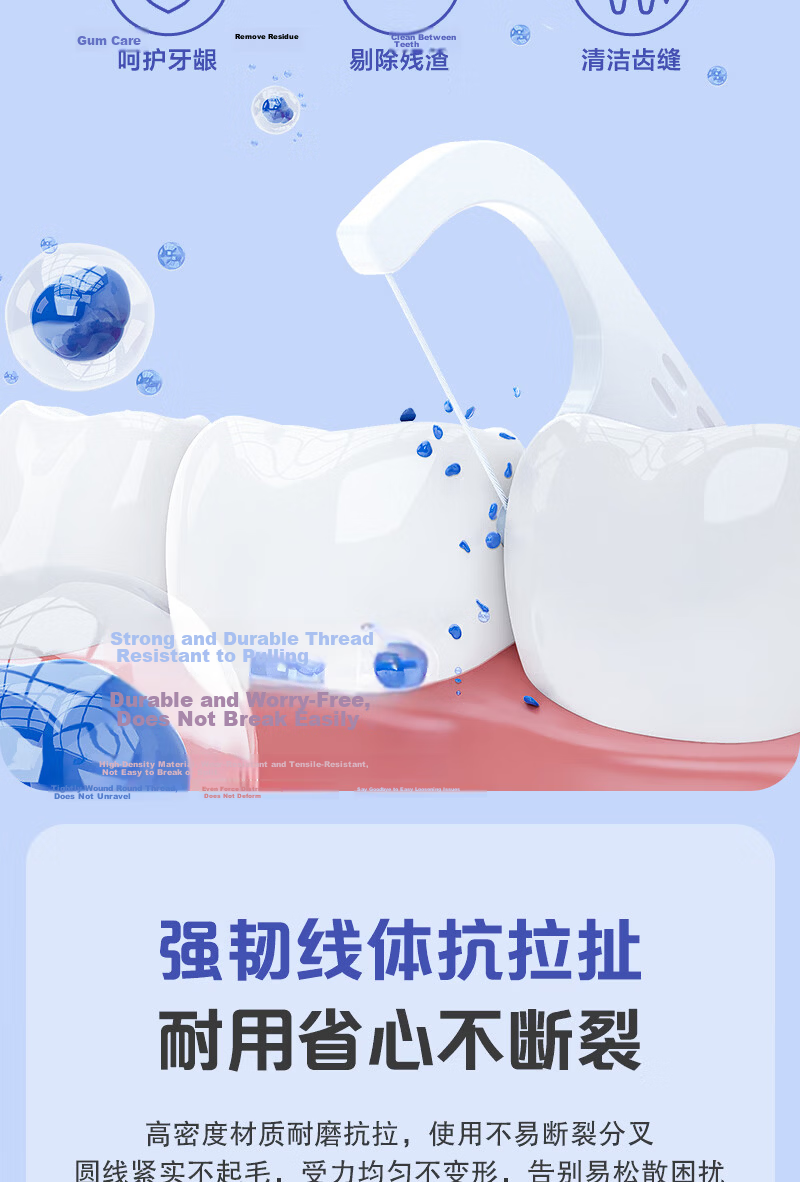 No.1 Member Store Round Portable Dental Floss Picks 50pcs*4 Boxes Individually Packaged Teeth Cleaning Picks 3