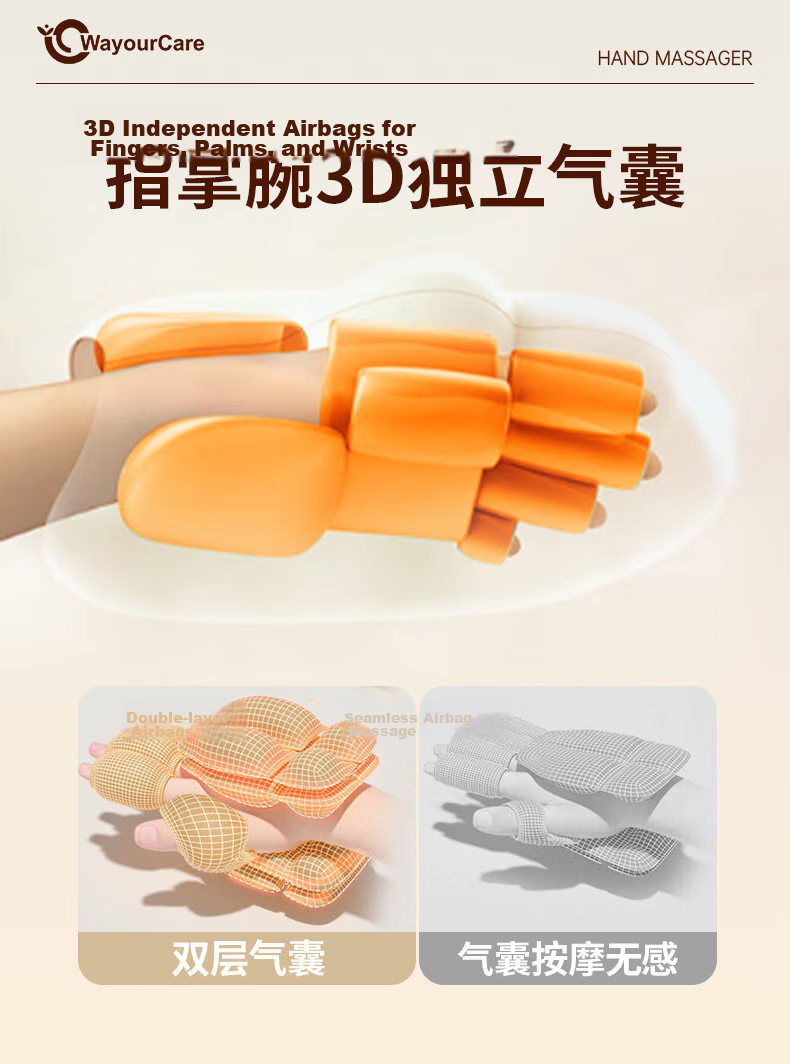WayourCare An You Ke Hand Massager Carpal Tunnel Syndrome Massager Finger Palm Wrist Joint Hand Care Wrist Support Heat Therapy Gift for Mom Girlfriend Birthday 10