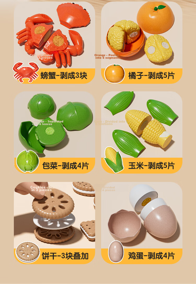 Niuqi Kids Fruit Cutting Toy Peeling Fruits and Vegetables Realistic Infant Kitchen Playset Girls Christmas Gift 5