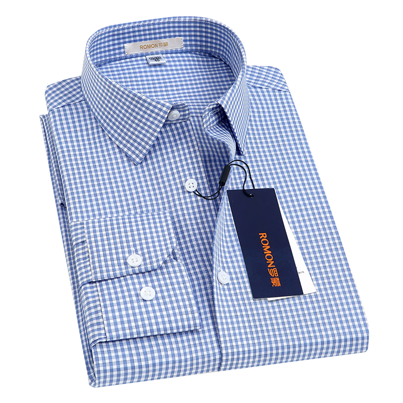 ROMON High-End 200-Thread Count DP Non-Iron Short Sleeve Men's Business Commuter Pure Cotton White Dress Shirt