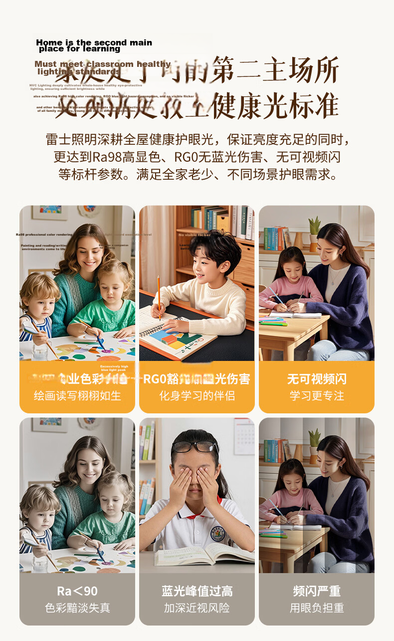 NVC Lighting Future Light Full Spectrum Eye Protection Ceiling Lamp High CRI Ra98 Small White Light PRO 140W 5