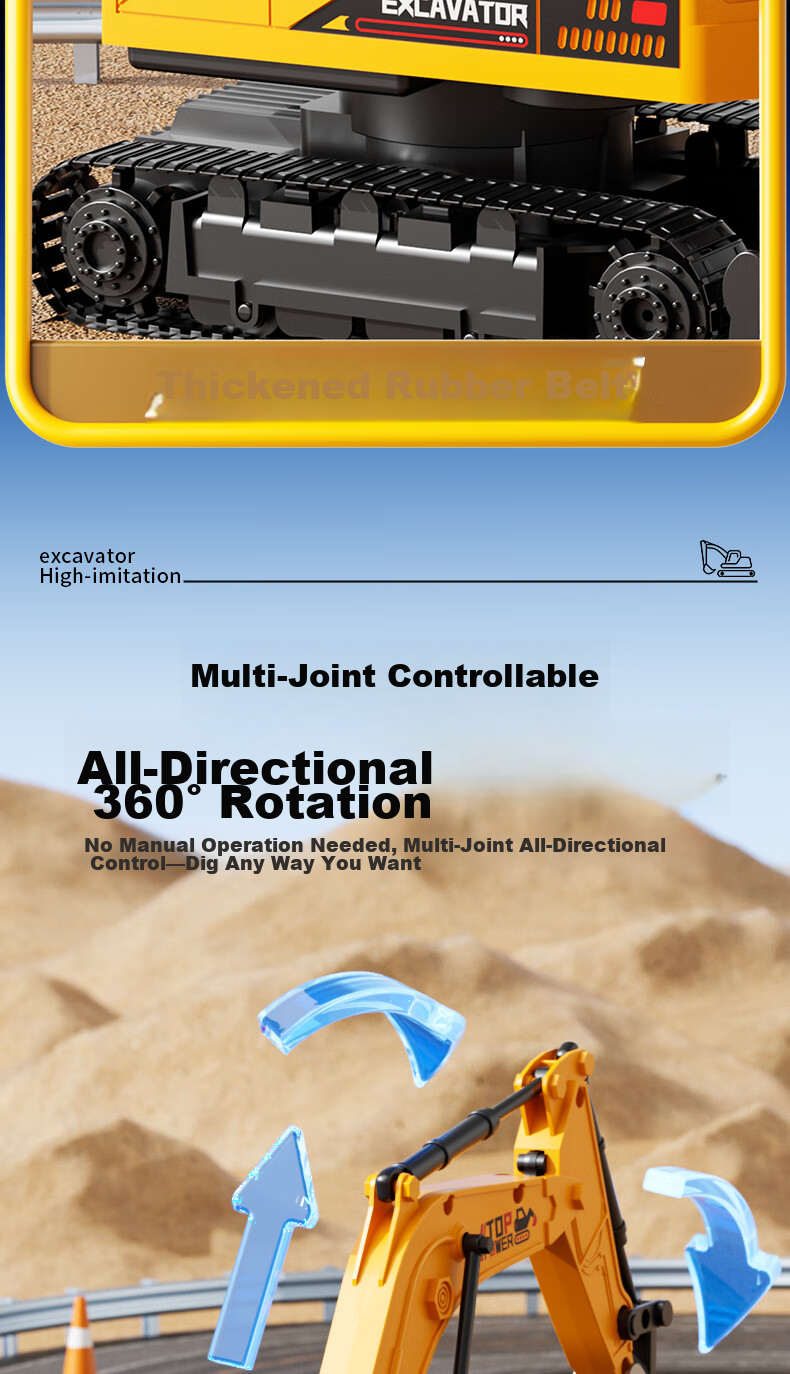 Miaobeile Children's Toy Remote Control Car for Boys 3-6 Years Old Large Alloy Remote Control Excavator Engineering Vehicle Birthday Gift for Boys 6
