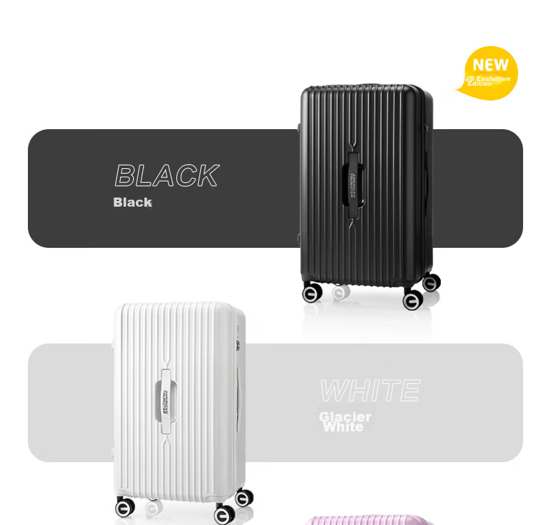 Mei Travel Luggage Deep Compartment Trolley Large Capacity Travel Suitcase PC Material TRUNK 79B Glacier White 30 Inch 4