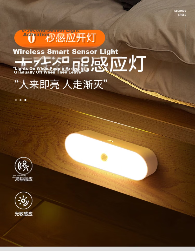 Heartfelt Human Sensor Rechargeable Magnetic Night Light Bedroom Bedside Portable Atmosphere Cool Glow Lamp 1