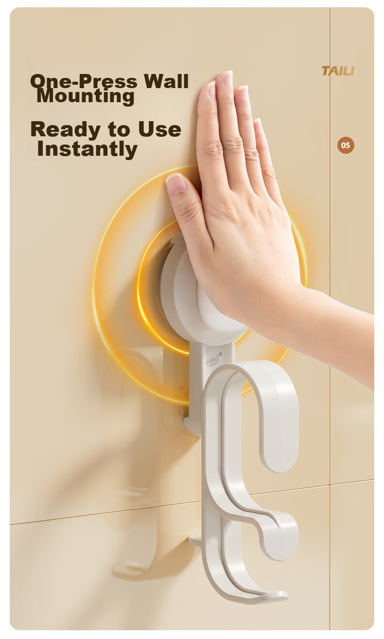 Taili Space Aluminum No-Drill Basin Hook, Thickened Aluminum Double Clip Bathroom Hanger, 1 Piece, Organizer, Storage Rack, Suction Cup Hook, Bathroom Storage Shelf 4