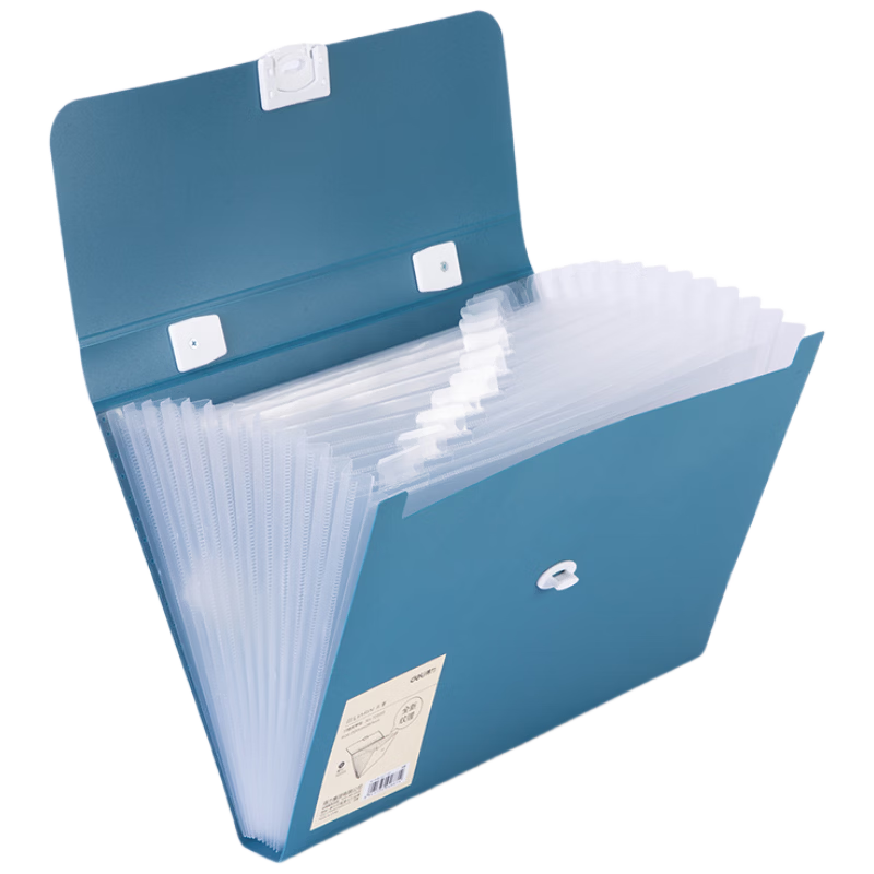 Deli 13-Compartment A4 Portable Accordion File Folder Lesu Series Student Exam Paper Storage Organizer Office Document Protector Light Blue 72593