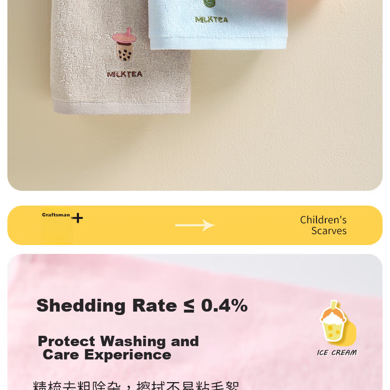 Grace Infant Class A Towel, Children's Pure Cotton Face Towel, Home Embroidered Small Towel, Soft Absorbent Face Cloth for Washing And Sports 14