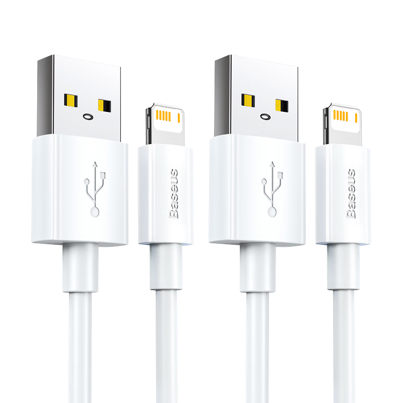 Baseus Apple Fast Charging Data Cable 2.4A for iPhone 14/13/12 Pro Max/XR/Xs/11/8, iPad Tablet Car Use 1.5m [2-Pack]