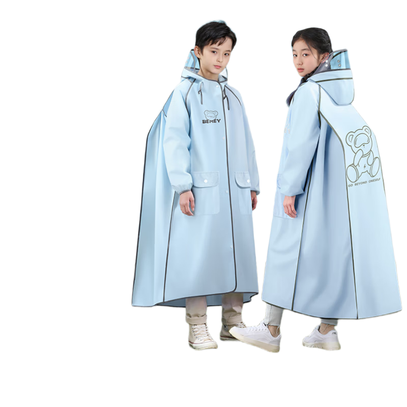 Beimei Children's Raincoat Long Full-Body Waterproof Raincoat for Boys and Girls Junior High and Elementary School Students Bicycle School Rain Poncho for Older Kids