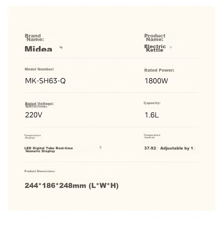Midea Electric Kettle Water Boiler Artist 56-Level Precise Temperature Control 48H Keep Warm Constant Temperature 316L Baby-Grade Stainless Steel Auto Power Off MK-SH63-Q 35