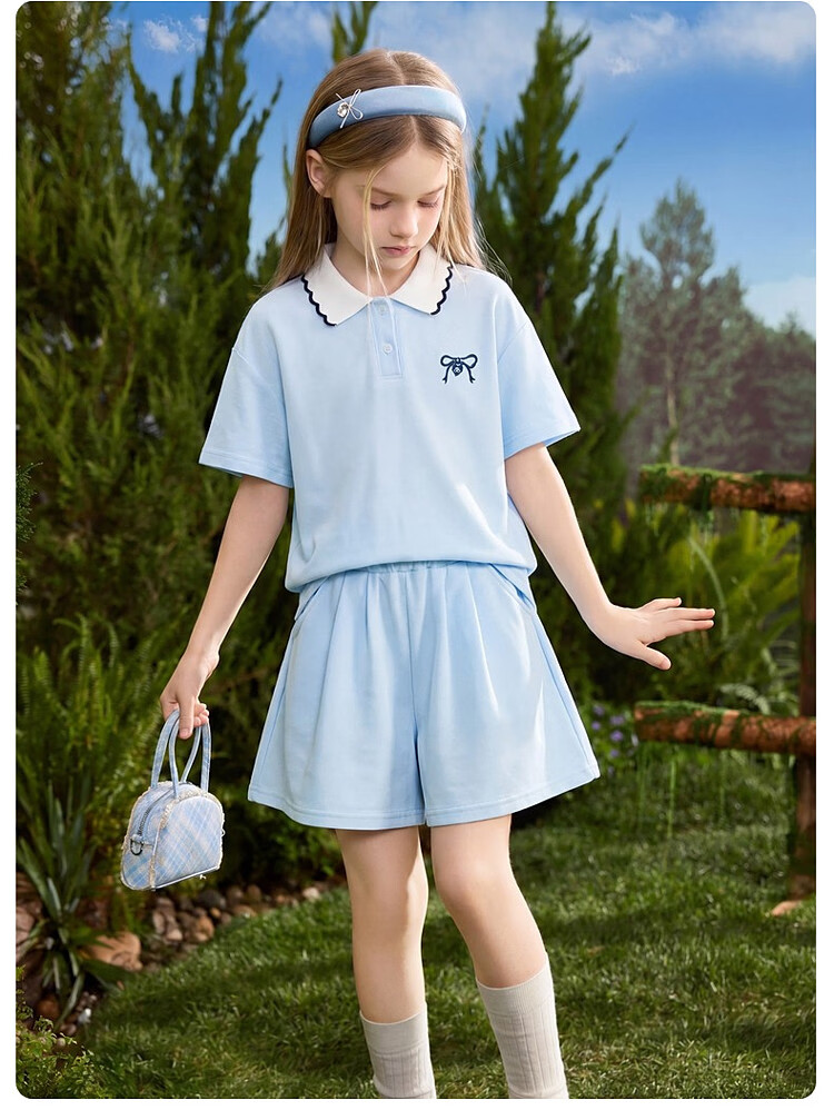 ASK JUNIOR Kids Summer Textured Sleeveless Vest Top and Girls Wide-Leg Shorts Two-Piece Set 23