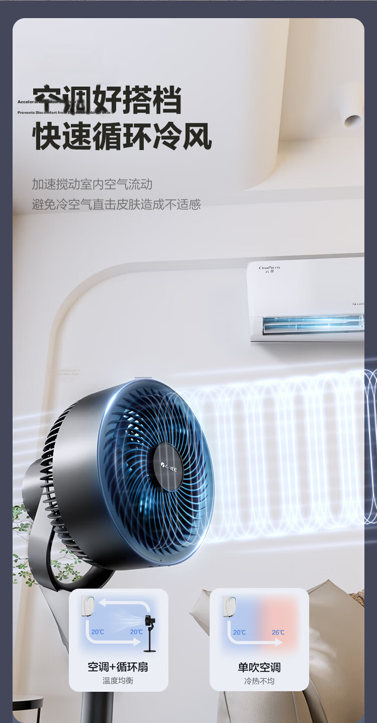 GREE Aromatherapy Remote Control Air Circulation Fan Electric Floor Fan Quiet Home High Wind Power Oscillating Bedroom Energy-Saving Small Fan Air Conditioner Companion FXD-1902Bg3 5