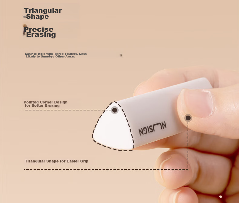 NUSIGN Deli Triangular Eraser for Students, Clean Erasing Without Residue, Sketch Art Eraser, 6-Pack, Best Online Price 11
