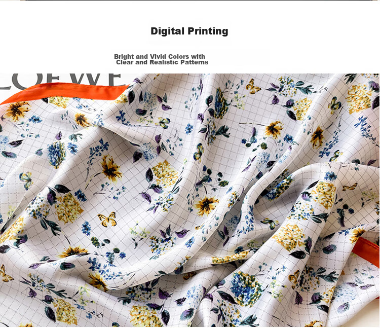 GLO-STORY Scarf and Scarf Buckle Set 70cm French Elegant Small Floral Print Square Scarf Gift Box 4