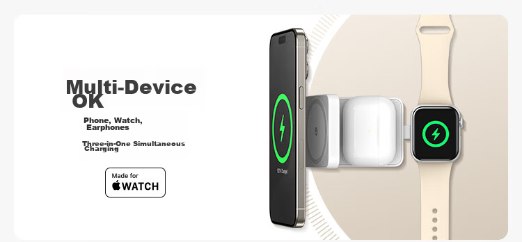 ANKER MagGo 3-in-1 15W Magnetic Wireless Charger Foldable for iPhone 17 Pro Max, Apple Watch, AirPods - White 3
