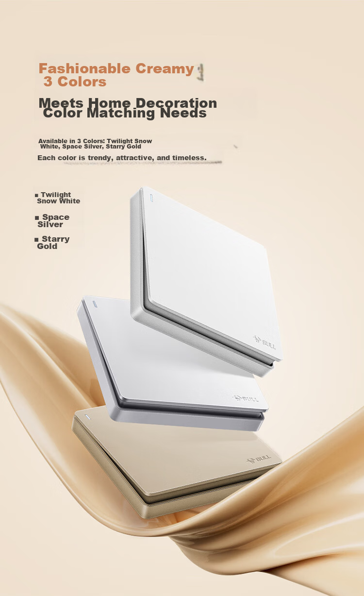 BULL Switch Socket, G12 Series Single-Pole Double-Throw Switch Wall Large Panel, G12K112 Muxue White 5