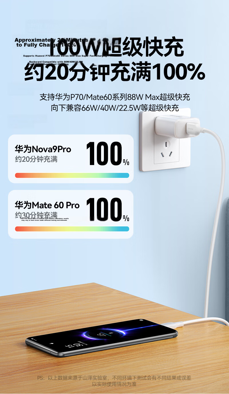 Sanze Type-C Data Cable 100W/66W Super Fast Charging 6A for Huawei Honor Pura80/70/Mate70/60Pro Android Car Charger 1.5m 7