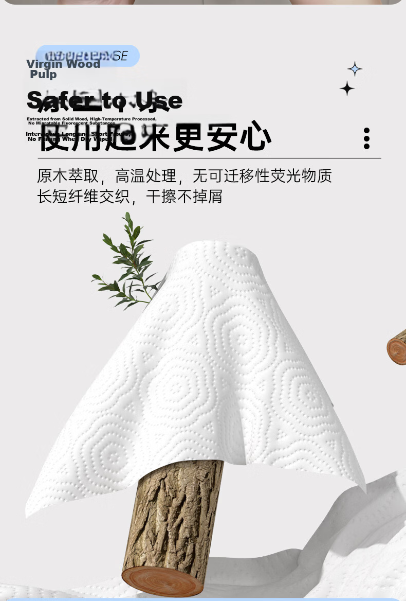Manhua Kitchen Paper Towels, Hanging Dispenser, 130 Sheets*8 Packs, Wholesale Box, Oil-Absorbing, Water-Locking, Food Grade Kitchen Paper Towels 8