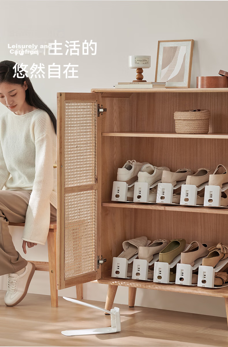 EACHY Upgraded Shoe Storage Organizer Transparent Shoe Cabinet Layered Shoe Rack Foldable Shoe Holder White *6 14