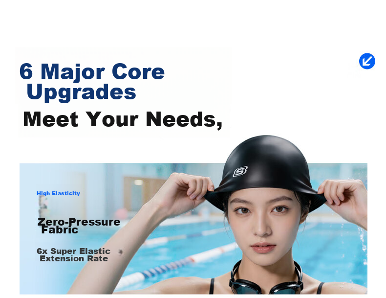 Skechers Silicone Waterproof Oversized Swim Cap for Men and Women, Non-Tight, Adult Long Hair Universal Professional Swimming Cap, Pure White 8