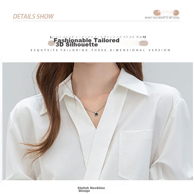 Handu Yishe Women's Short Sleeve Shirt 2026 Summer Commuting V-Neck Light Professional White Blouse M 3