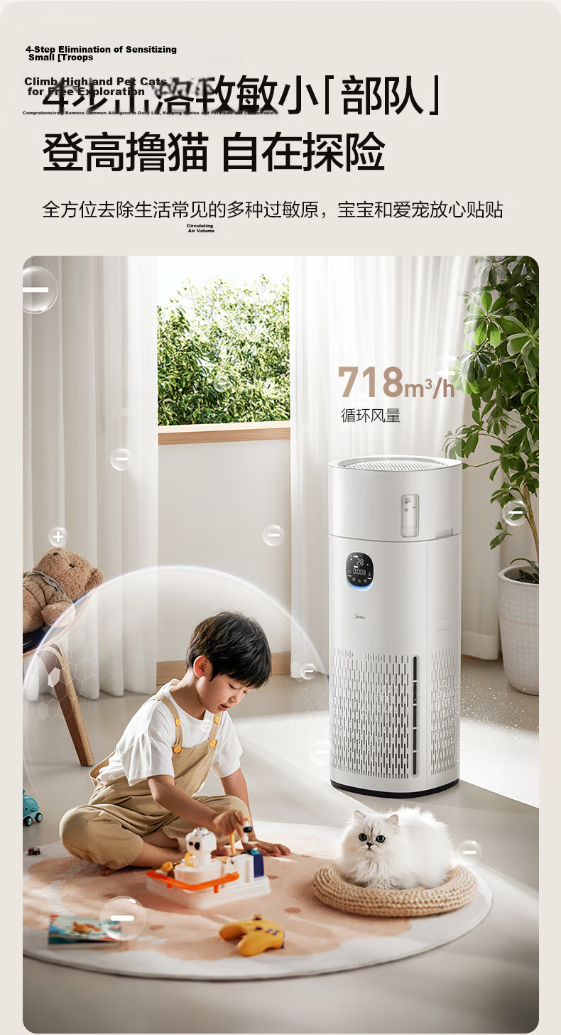 Midea R8 Air Purifier and Humidifier with Formaldehyde Removal, Pollen Filter, Digital Display, Smoke and Odor Removal, Allergy Relief, Pet Hair Filtration for Home Use 11