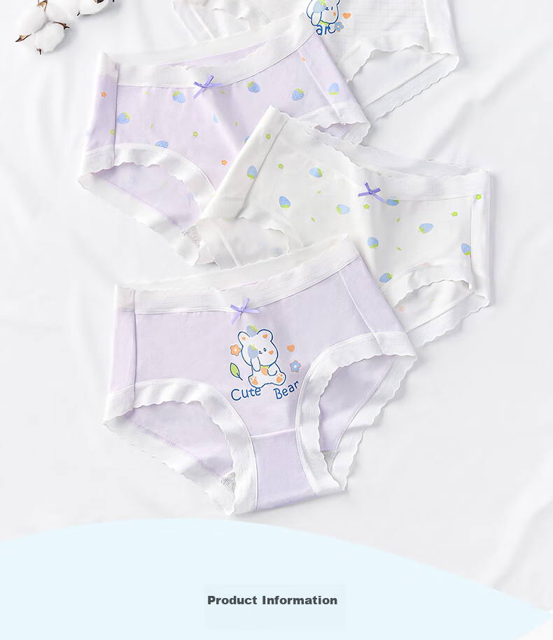 Ariel & Aurora Girls' Cotton Briefs for Ages 6-12, Puberty Period, No Pinch, Elementary School, 4-Pack XL 13