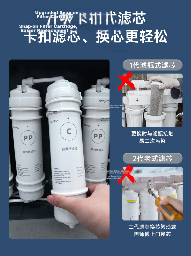 KONKA 0 Power Consumption 0 Wastewater + High Flow + Wall-mounted Desktop Under-sink Water Purifier Home Ultrafiltration Tap Water Filter UF-KF02 3