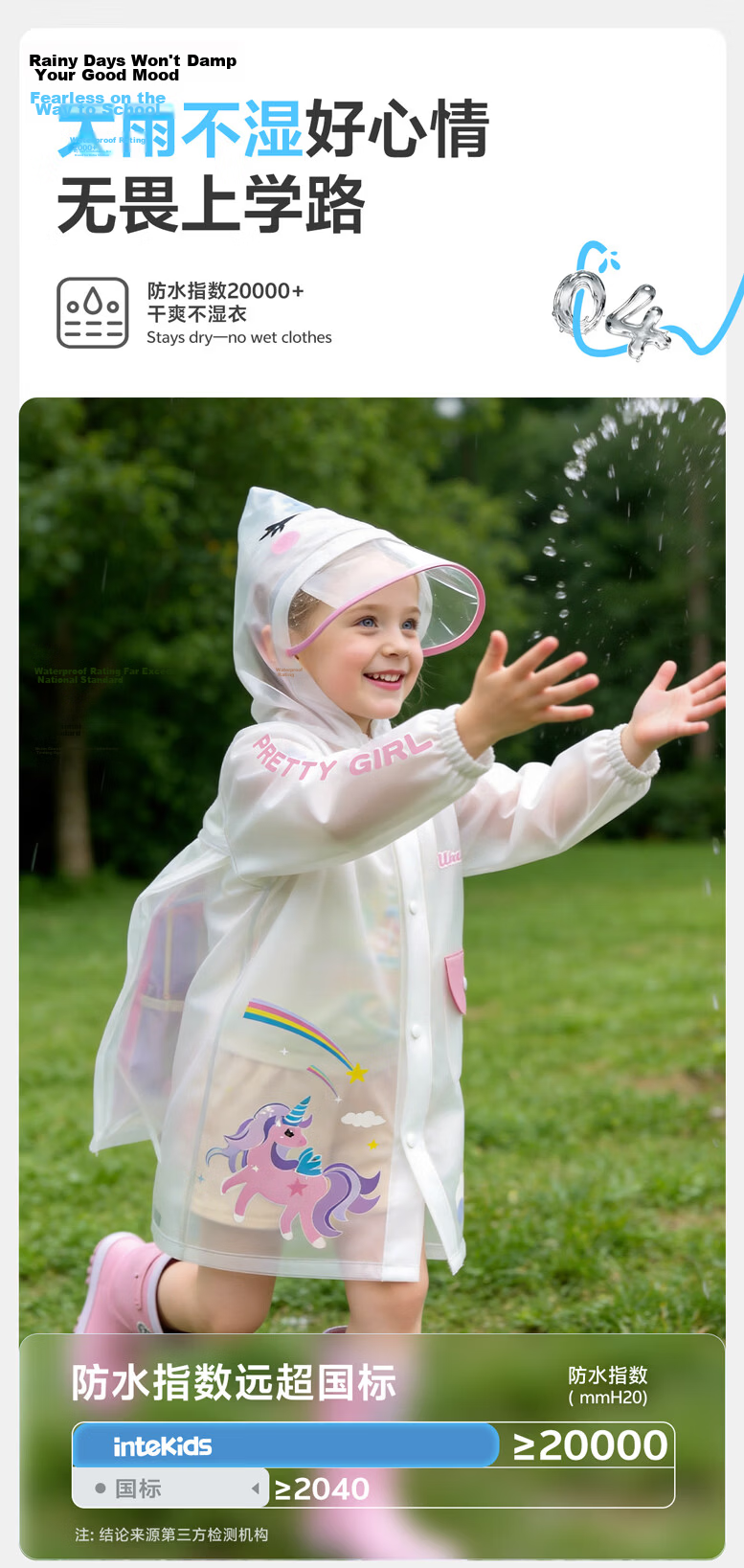 TIANTIANZAI Kids Raincoat Waterproof Cartoon Backpack Rain Poncho for Boys and Girls Kindergarten and Elementary School Students 11