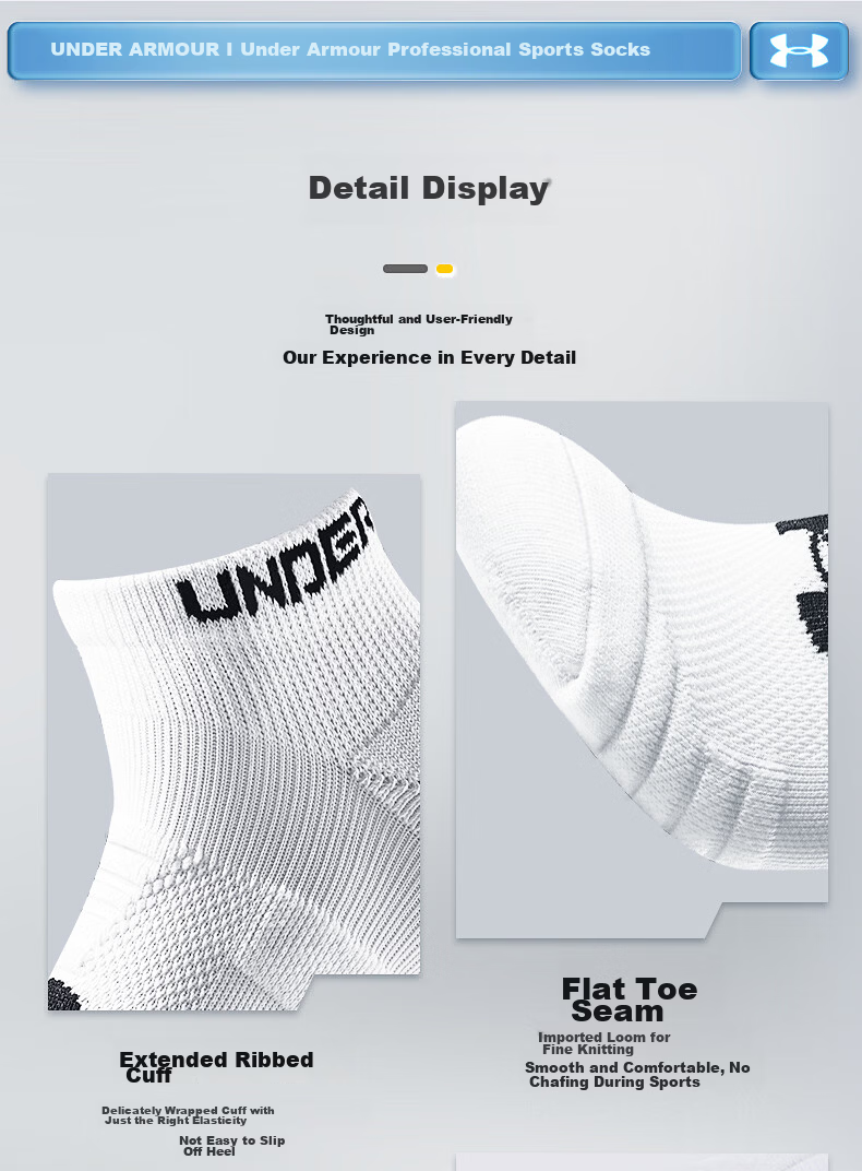 Under Armour Socks No-Show Socks [3 Pairs] Basketball Badminton Sports Socks for Men and Women Running Thin Anti-Odor Terry Short Cotton Socks 13