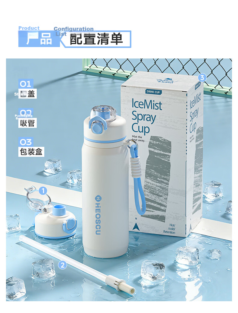 HEOSCU Insulated Water Bottle Cold Spray Cup Large Capacity Straw Cup for Summer School Boys and Girls Ages 6-12 20