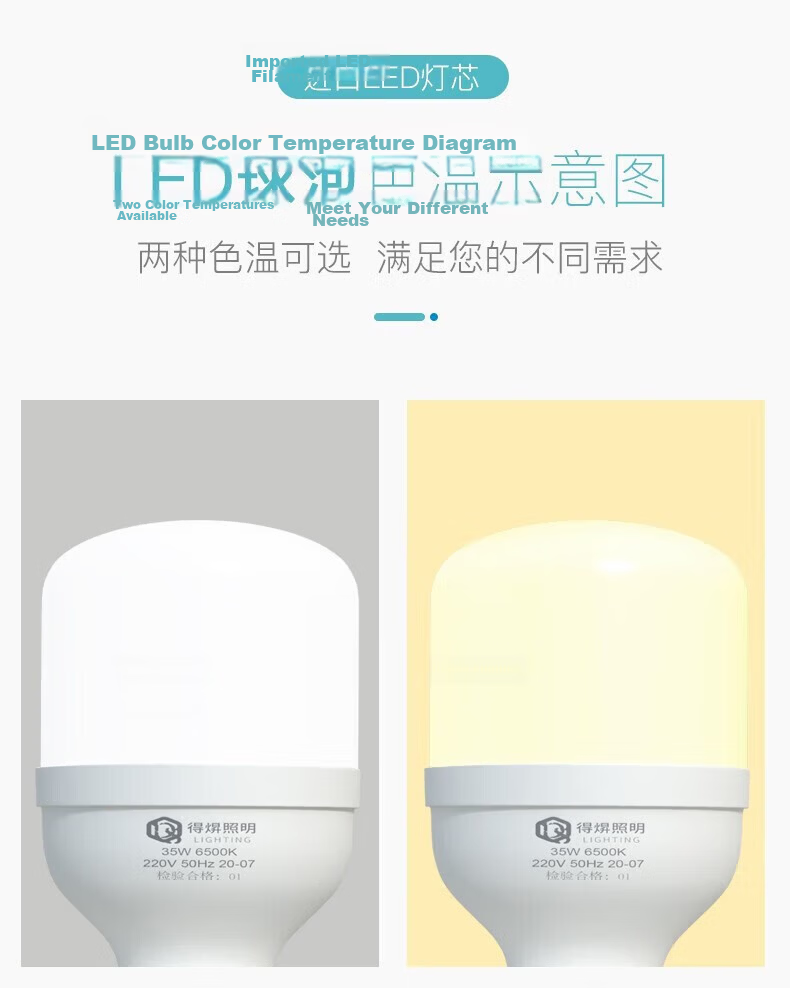 Dexin LED Bulb Super Bright Energy-Saving Home Indoor Lighting Factory High Power E27 Screw Base White Light 65W-E27 Screw Base - 1 Pack 9