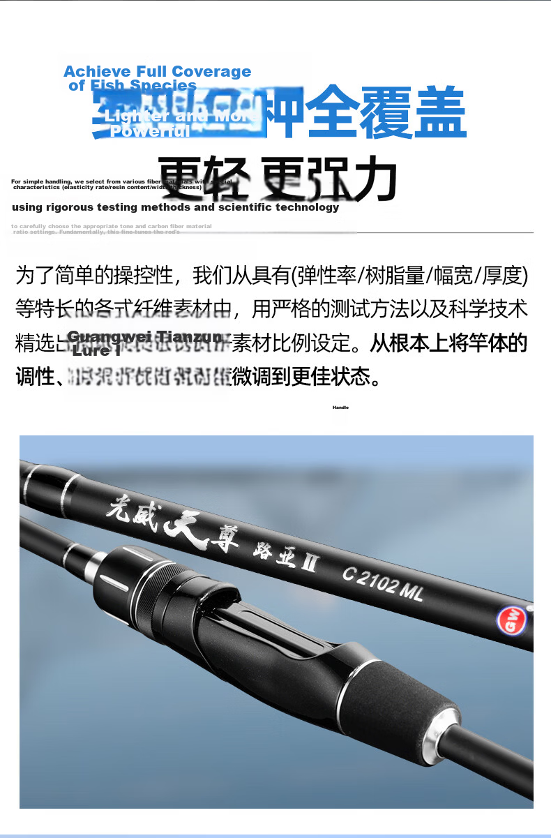 GW 2.28m M Power Straight Handle Tianzun Lure Fishing Rod Universal Long Cast Lure Rod Smooth Rod for Qiaozui and Blackfish Fishing 15